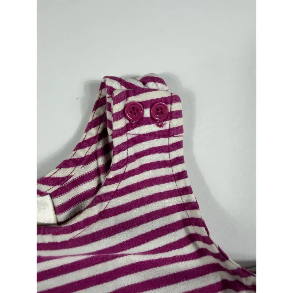 Hanna Andersson Fuschia White Striped Tiered Sleeveless Dress Size 4